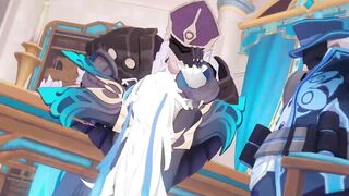 Neuvillette destroyed by NPCs thick rod forced deep