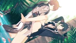 Tartaglia Zhongli ripped outdoors forced deep bareback gay hentai