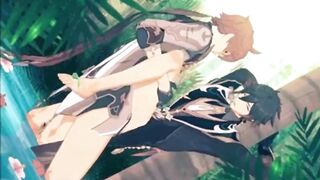 Tartaglia Zhongli ripped outdoors forced deep bareback gay hentai