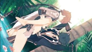 Tartaglia Zhongli ripped outdoors forced deep bareback gay hentai