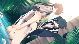 Tartaglia Zhongli ripped outdoors forced deep bareback gay hentai