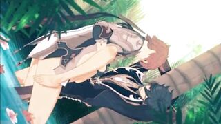 Tartaglia Zhongli ripped outdoors forced deep bareback gay hentai
