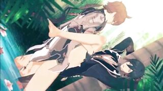 Tartaglia Zhongli ripped outdoors forced deep bareback gay hentai