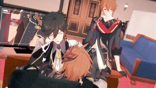 Tartaglia Zhongli Threeway rough bareback hentai