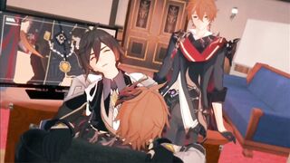 Tartaglia Zhongli Threeway rough bareback hentai