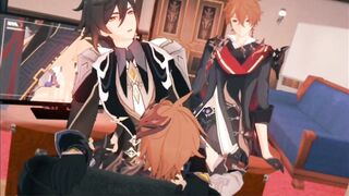 Tartaglia Zhongli Threeway rough bareback hentai