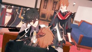 Tartaglia Zhongli Threeway rough bareback hentai