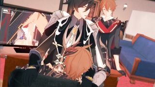 Tartaglia Zhongli Threeway rough bareback hentai