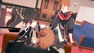 Tartaglia Zhongli Threeway rough bareback hentai