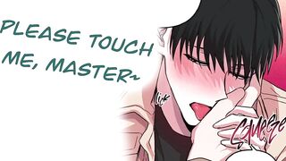 Moaning sub dude gets ruined by his cruel master's sloppy blowjob