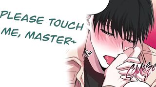 Moaning sub dude gets ruined by his cruel master's sloppy blowjob
