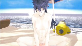 Genshin Impact gay yaoi Flins rides you on the beach raw animated