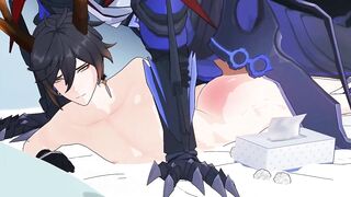 Zhongli gets Zhonged by Tartaglia's brutal pounding raw XXX gay anime hentai