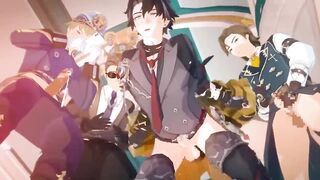 Wriothesley bent over crushed in Public raw Genshin Impact gay hentai
