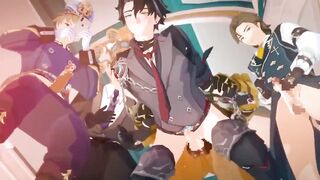 Wriothesley bent over crushed in Public raw Genshin Impact gay hentai