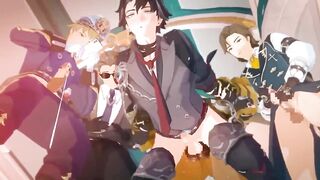 Wriothesley bent over crushed in Public raw Genshin Impact gay hentai