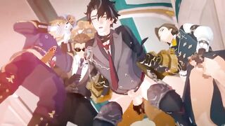 Wriothesley bent over crushed in Public raw Genshin Impact gay hentai