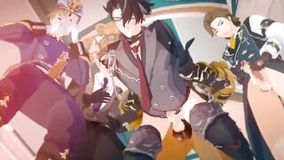 Wriothesley bent over crushed in Public raw Genshin Impact gay hentai