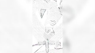 Hung ginger hunk rides dildo in lewd anime sketch