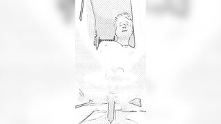 Hung ginger hunk rides dildo in lewd anime sketch