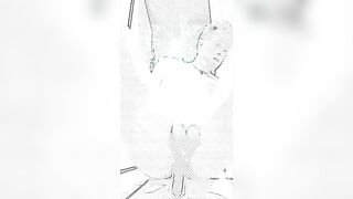 Hung ginger hunk rides dildo in lewd anime sketch