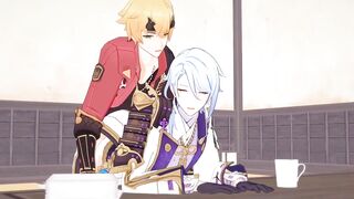 Thoma x Ayato Rough raw cumshot yaoi