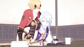 Thoma x Ayato Rough raw cumshot yaoi