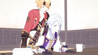 Thoma x Ayato Rough raw cumshot yaoi