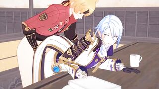 Thoma x Ayato Rough raw cumshot yaoi