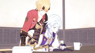 Thoma x Ayato Rough raw cumshot yaoi