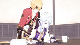 Thoma x Ayato Rough raw cumshot yaoi