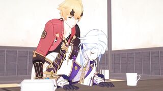 Thoma x Ayato Rough raw cumshot yaoi