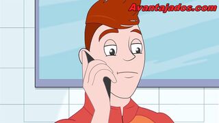 Plumber's thick pipe wrecks twink's tight cartoon hole raw