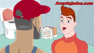 Plumber's thick pipe wrecks twink's tight cartoon hole raw