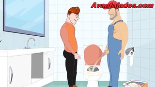 Plumber's thick pipe wrecks twink's tight cartoon hole raw
