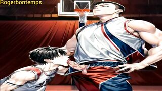 Gay basketball player gets destroyed by huge cock during intense blowjob