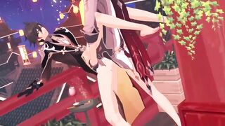 Tartaglia and Zhongli raw public fucking exposed Genshin Impact yaoi hentai