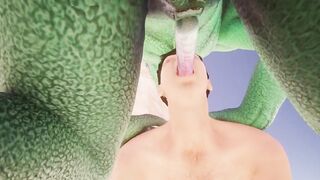 Furry dragon wrecks twink’s ass with double cock on wild beach