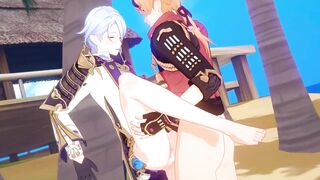 Thoma fucks Ayato raw anal yaoi feral rough