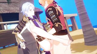 Thoma fucks Ayato raw anal yaoi feral rough