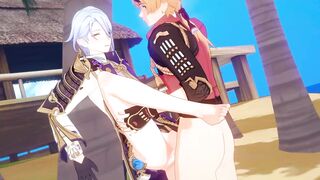Thoma fucks Ayato raw anal yaoi feral rough