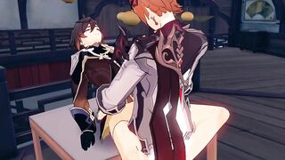 Tartaglia Zhongli missionary ruined in Genshin gay hentai