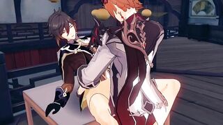 Tartaglia Zhongli missionary ruined in Genshin gay hentai