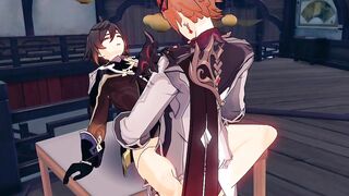 Tartaglia Zhongli missionary ruined in Genshin gay hentai