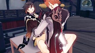 Tartaglia Zhongli missionary ruined in Genshin gay hentai