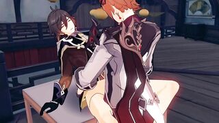 Tartaglia Zhongli missionary ruined in Genshin gay hentai