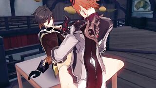 Tartaglia Zhongli missionary ruined in Genshin gay hentai