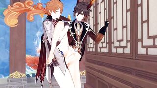 Tartaglia breeds Zhongli raw and brutal in Genshin Impact Yaoi Hentai