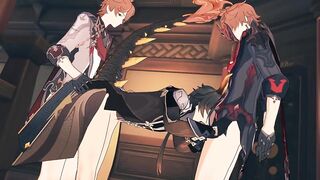 Tartaglia Zhongli forced threesome hard raw gay FTM