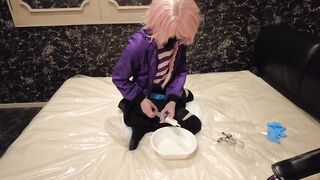 Sissy Astolfo forced anal training with fake semen injection